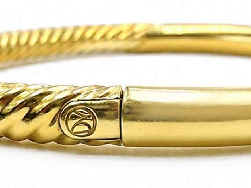 18K David Yurman 4.6mm Sculpted Cable Polished Bangle Bracelet