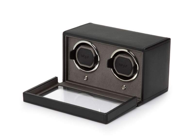 Wolf Cub Double Watch Winder with Cover Black