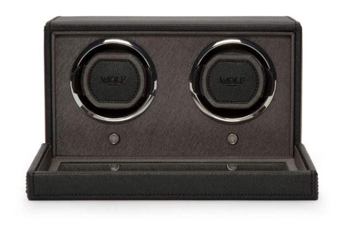 Wolf Cub Double Watch Winder with Cover Black