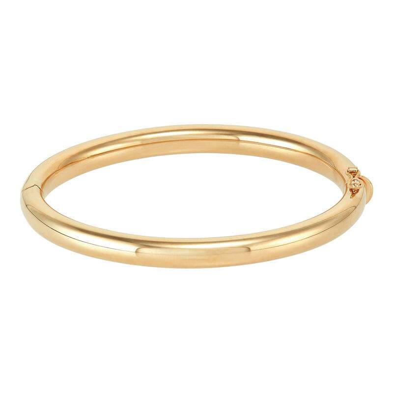 14K yellow gold 6.2mm high-polished oval round tube hinge bangle bracelet