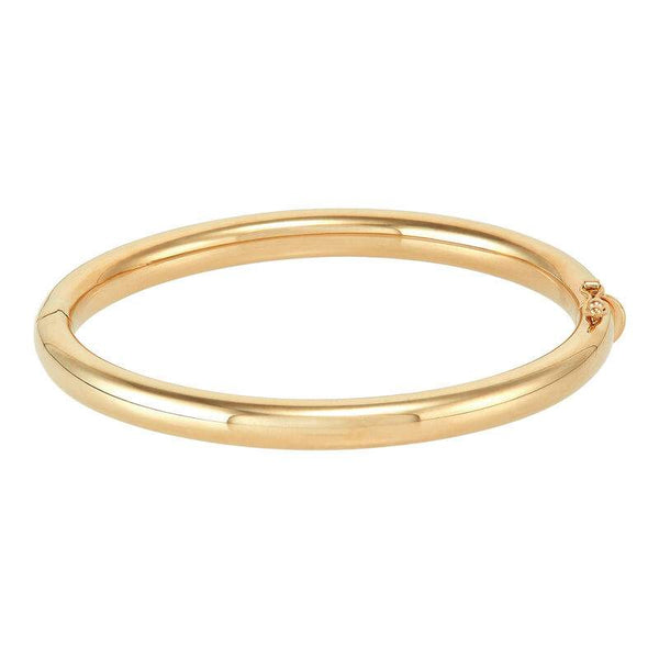 14K yellow gold 6.2mm high-polished oval round tube hinge bangle bracelet