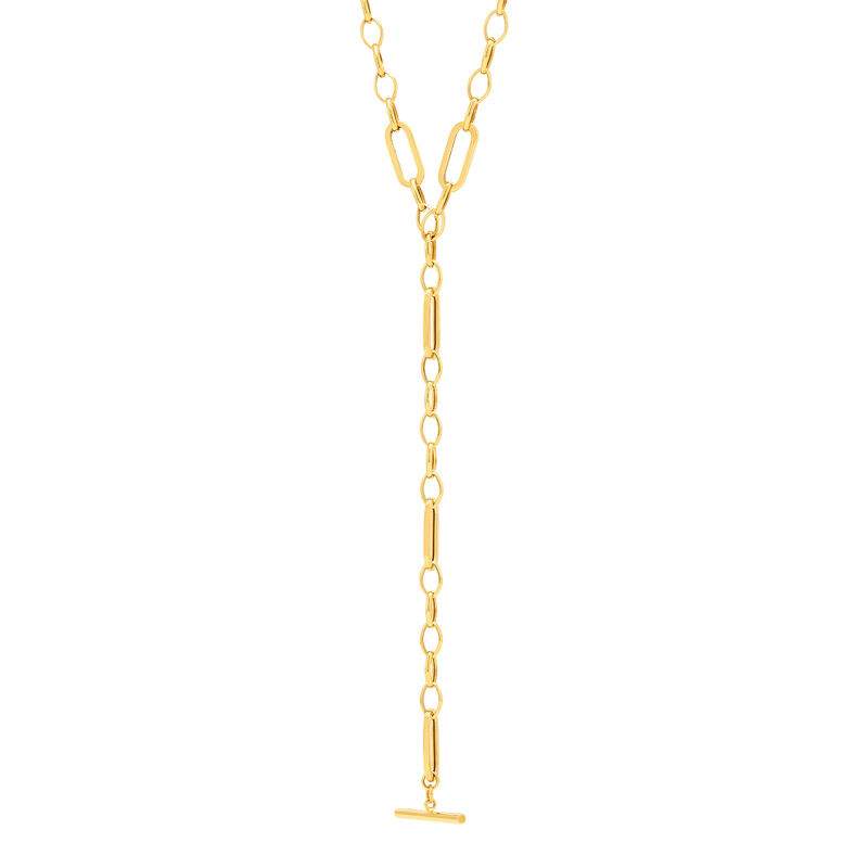 14K yellow gold lariat necklace