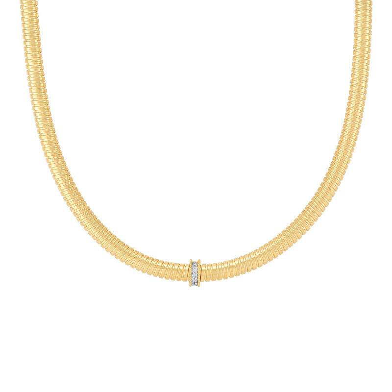 14K gold 5mm tubogas Diamond necklace