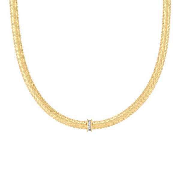 14K gold 5mm tubogas Diamond necklace