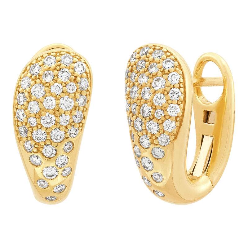 14K Oval Hoop Diamond earrings