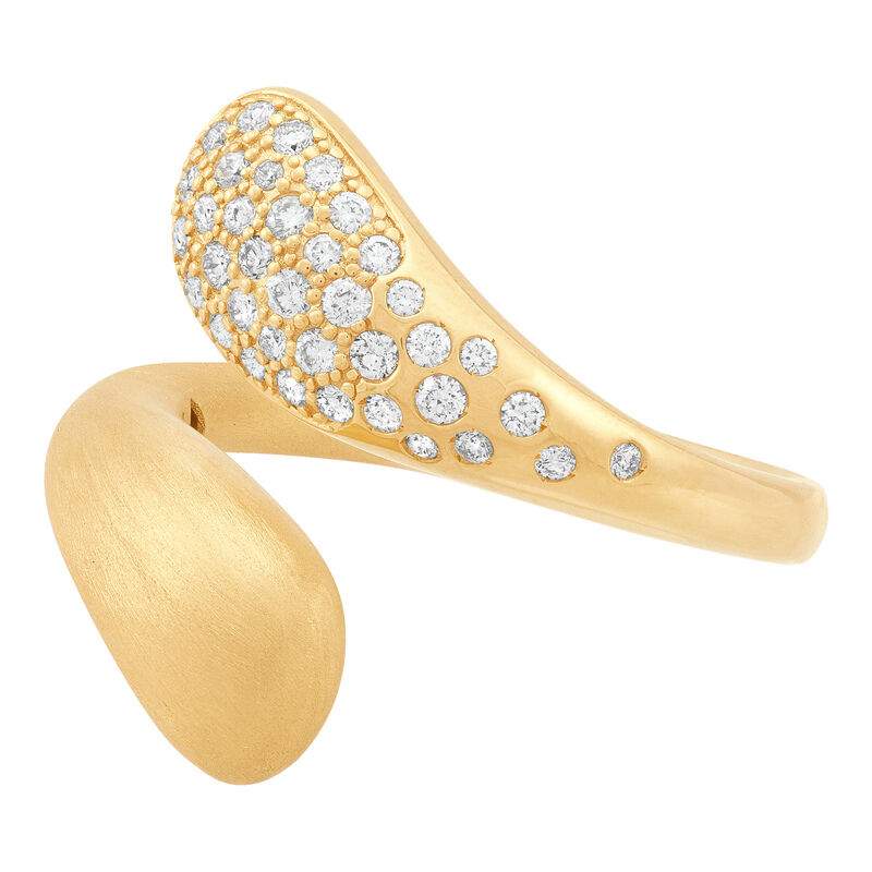 14K yellow gold bypass Pave Diamond ring