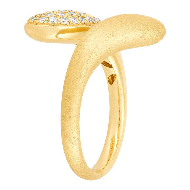 14K yellow gold bypass Pave Diamond ring