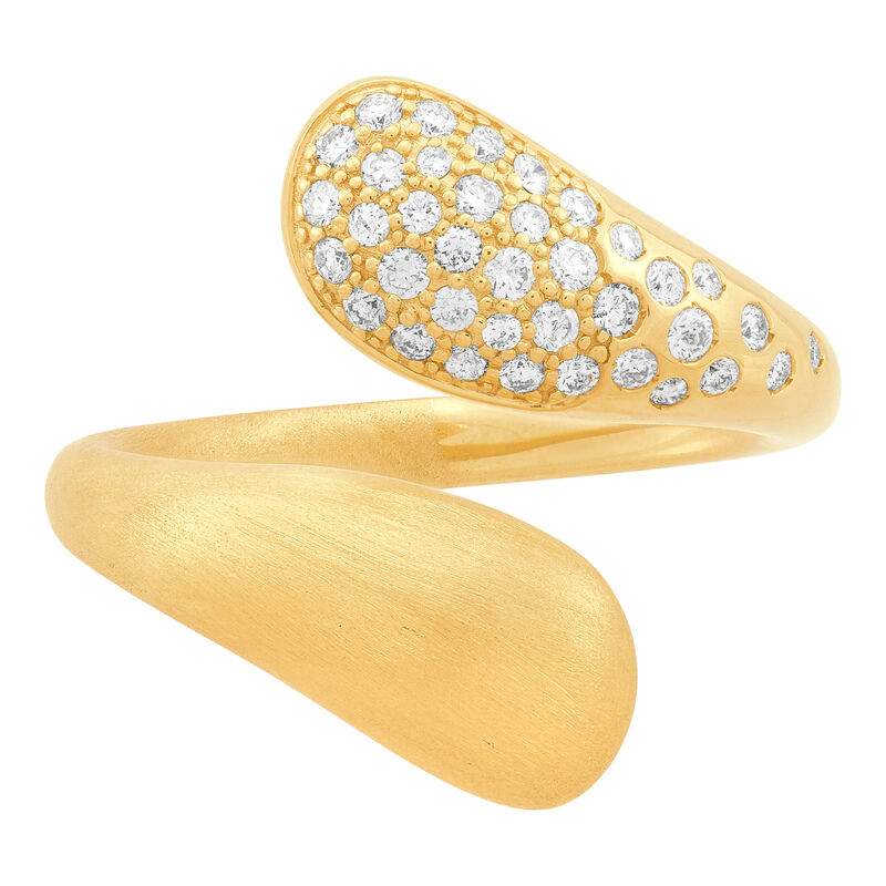 14K yellow gold bypass Pave Diamond ring