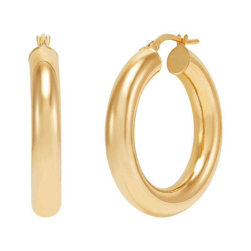 14K yellow gold 42mm by 6mm hoop earrings