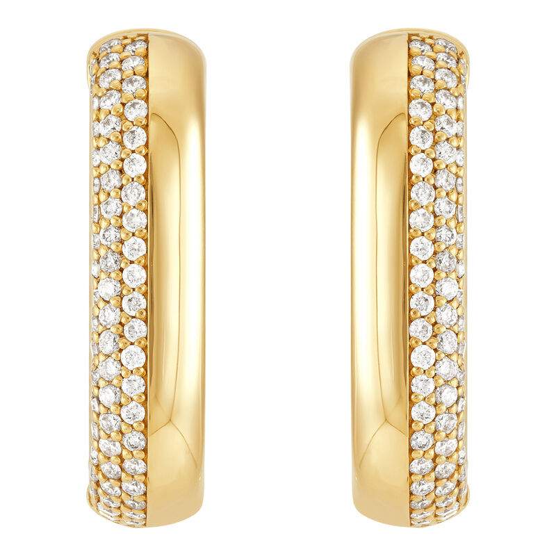 14K square Diamond Pave' hoop earrings