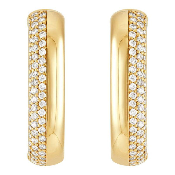 14K square Diamond Pave' hoop earrings