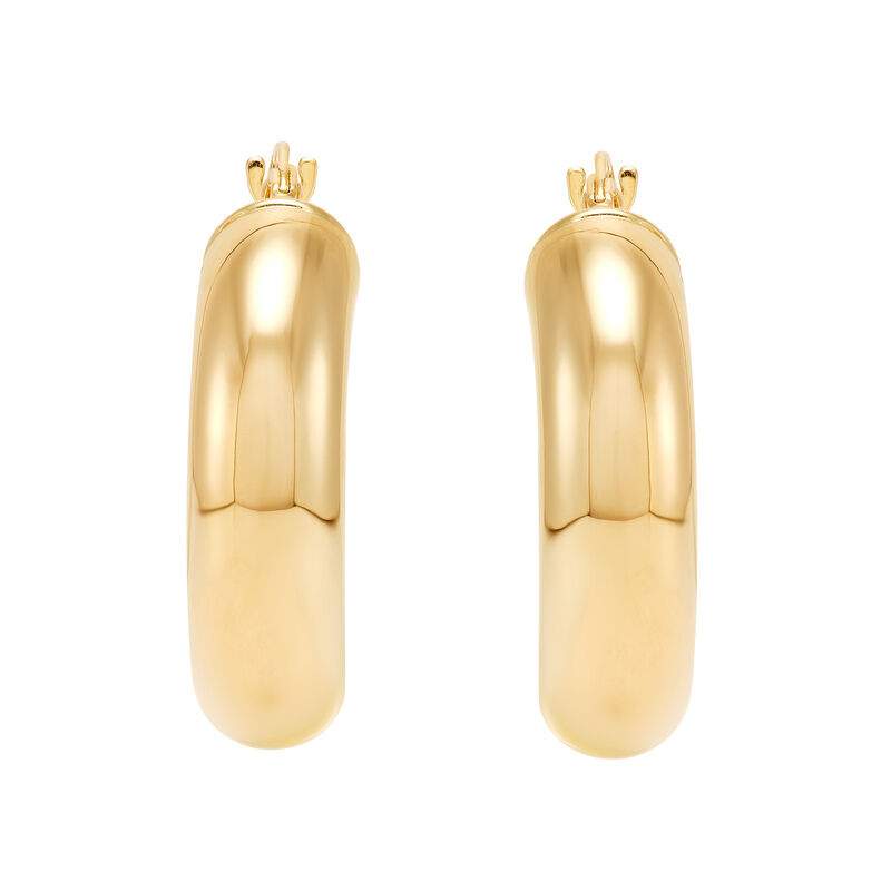 14K gold 21mm by 6mm round tube hoop earrings