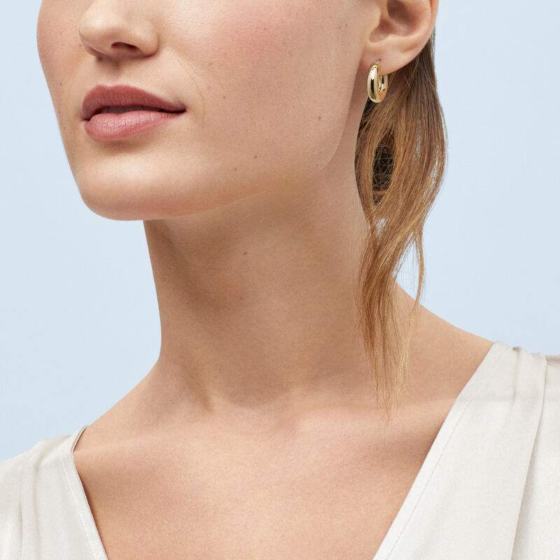 14K gold 21mm by 6mm round tube hoop earrings