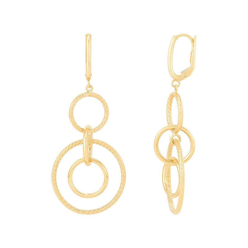 14K cascading interlocking circle earrings