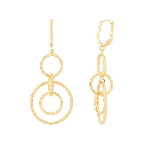 14K cascading interlocking circle earrings