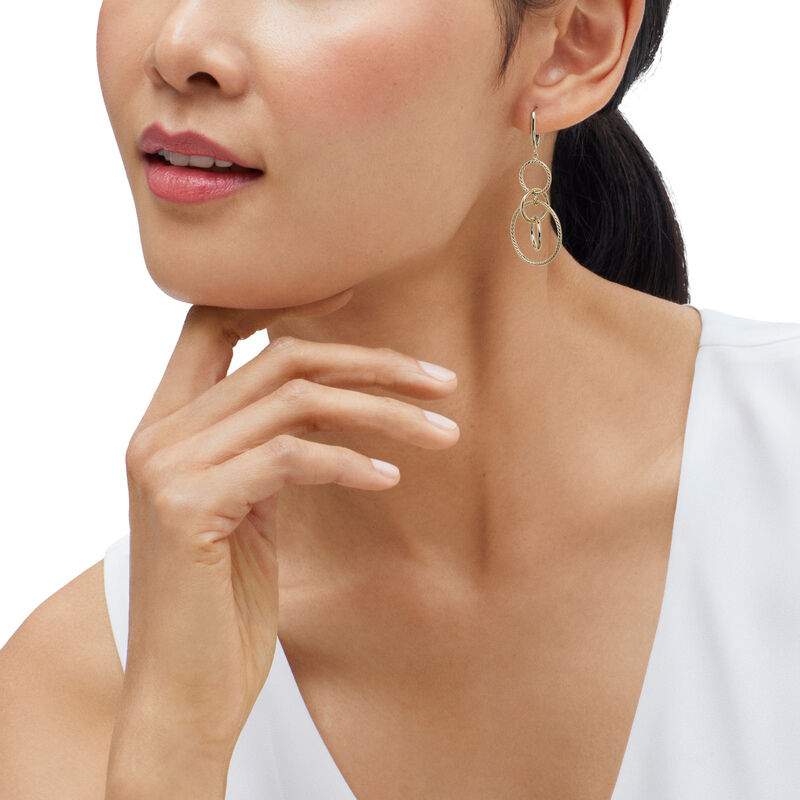 14K cascading interlocking circle earrings