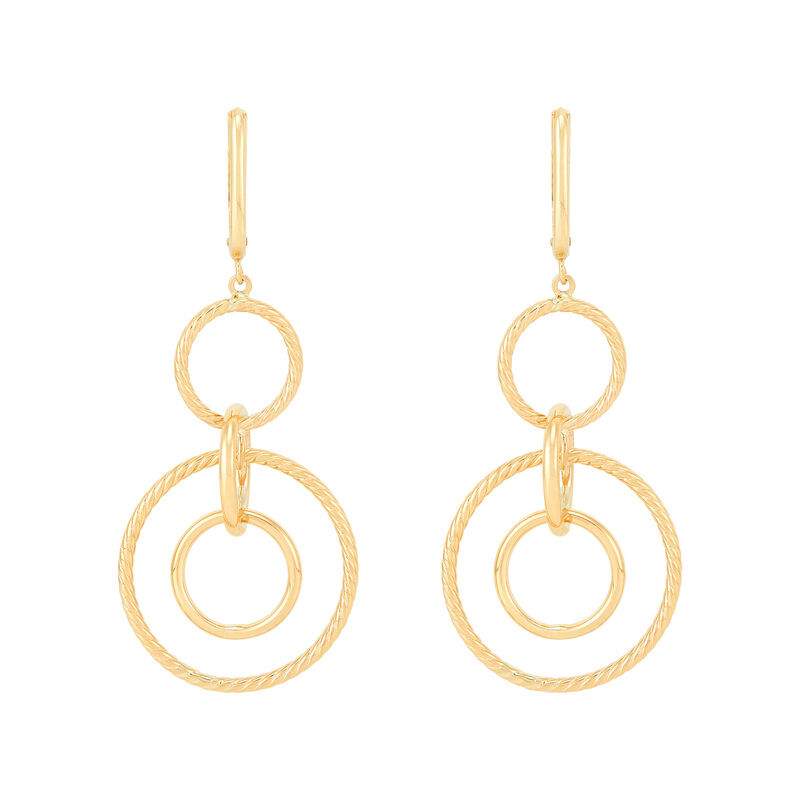 14K cascading interlocking circle earrings