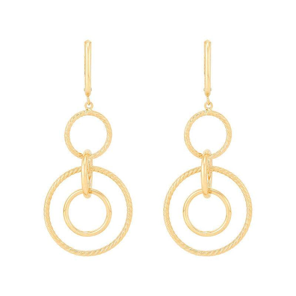14K cascading interlocking circle earrings