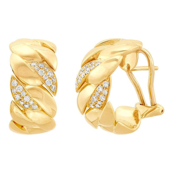 14K diamond braided shrimp design earrings