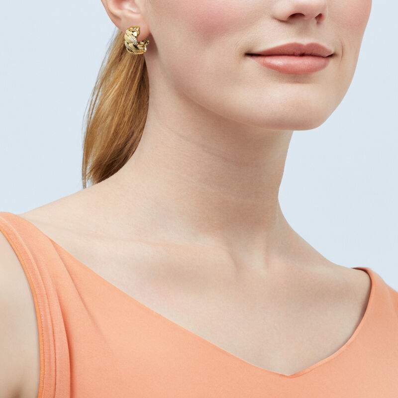 14K diamond braided shrimp design earrings