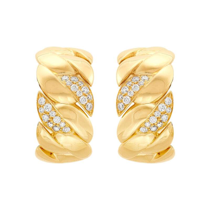 14K diamond braided shrimp design earrings