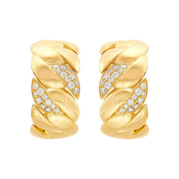 14K diamond braided shrimp design earrings