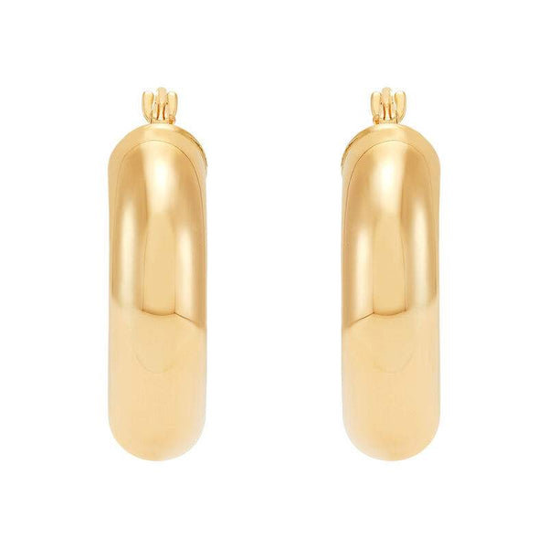 14K high-polished yellow gold 33mm by 7mm hoop earrings