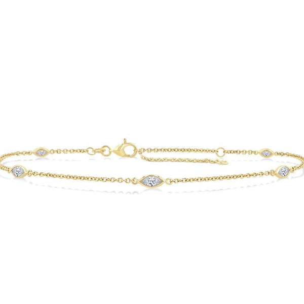 14K Marquise Diamond Station Bracelet