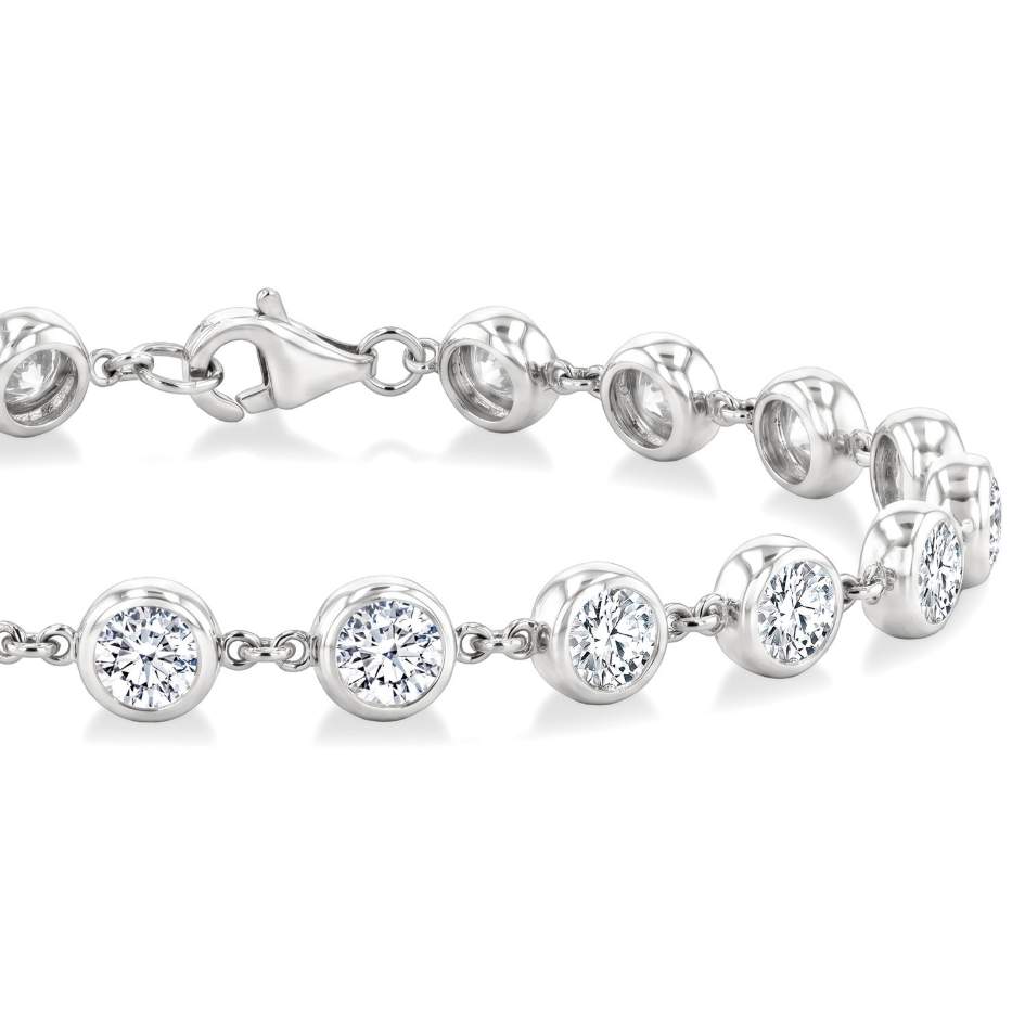 14KW Bezel Set Diamond Station Bracelet