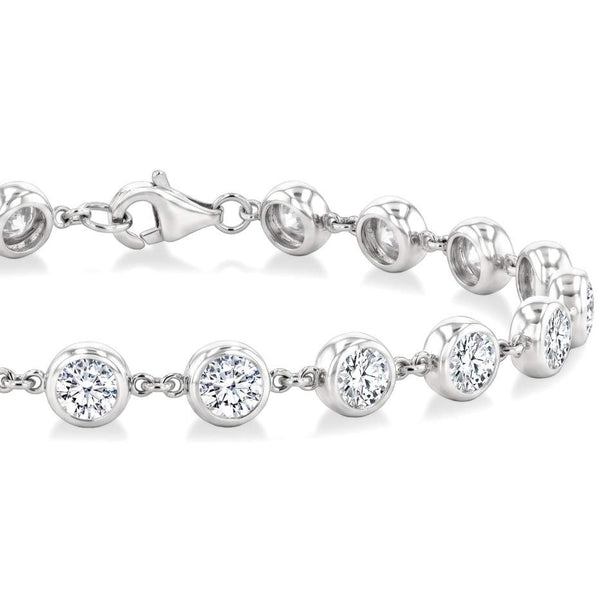 14KW Bezel Set Diamond Station Bracelet