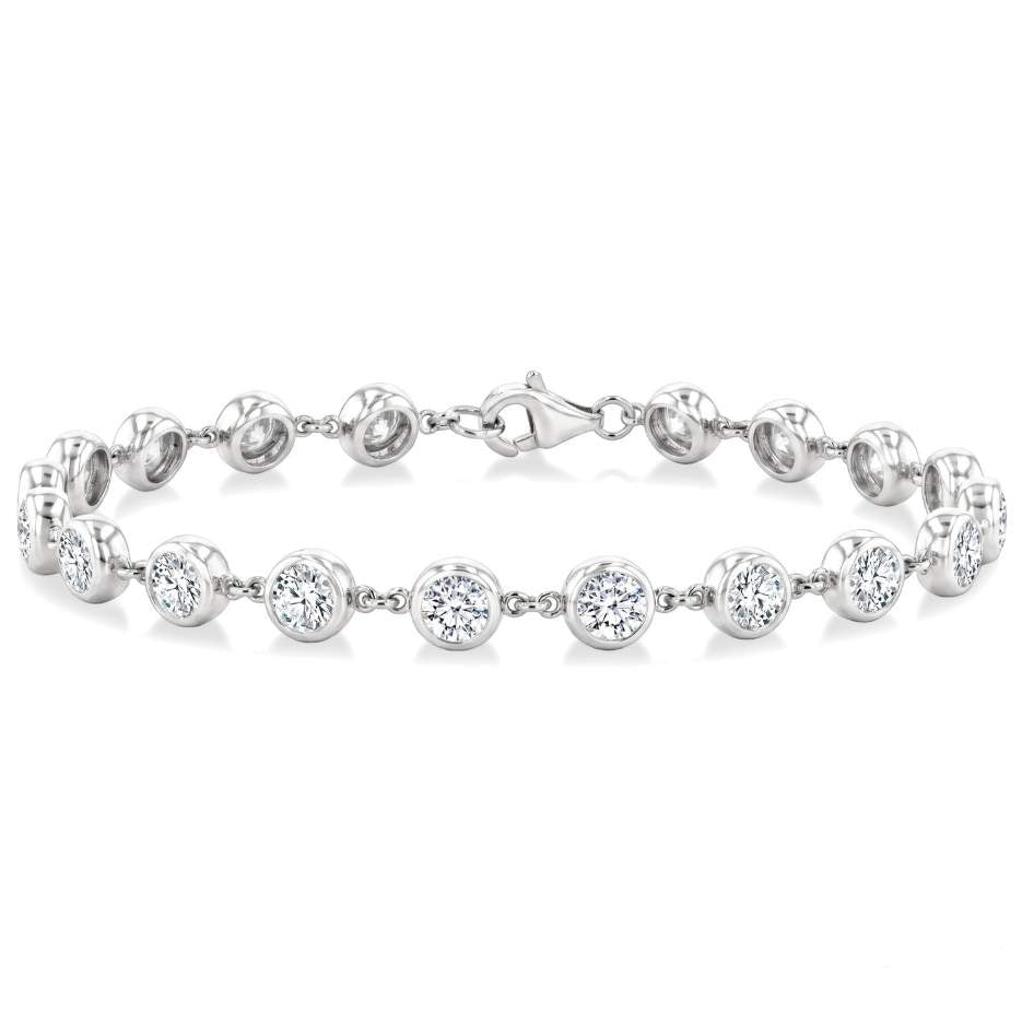 14KW Bezel Set Diamond Station Bracelet