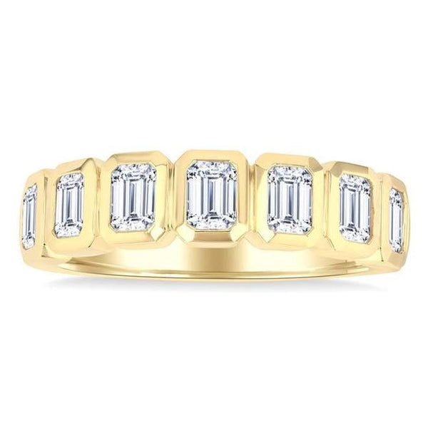 14K 7 Stone Emerald Shape Band