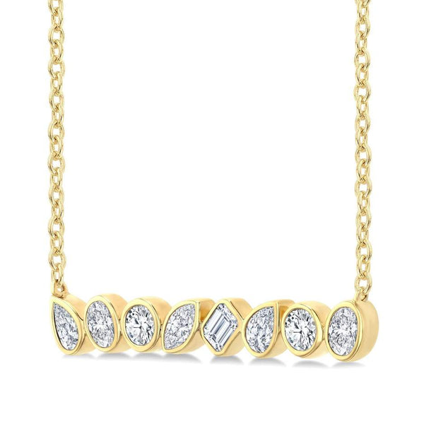 14K Mixed Shape Bezel Set Necklace