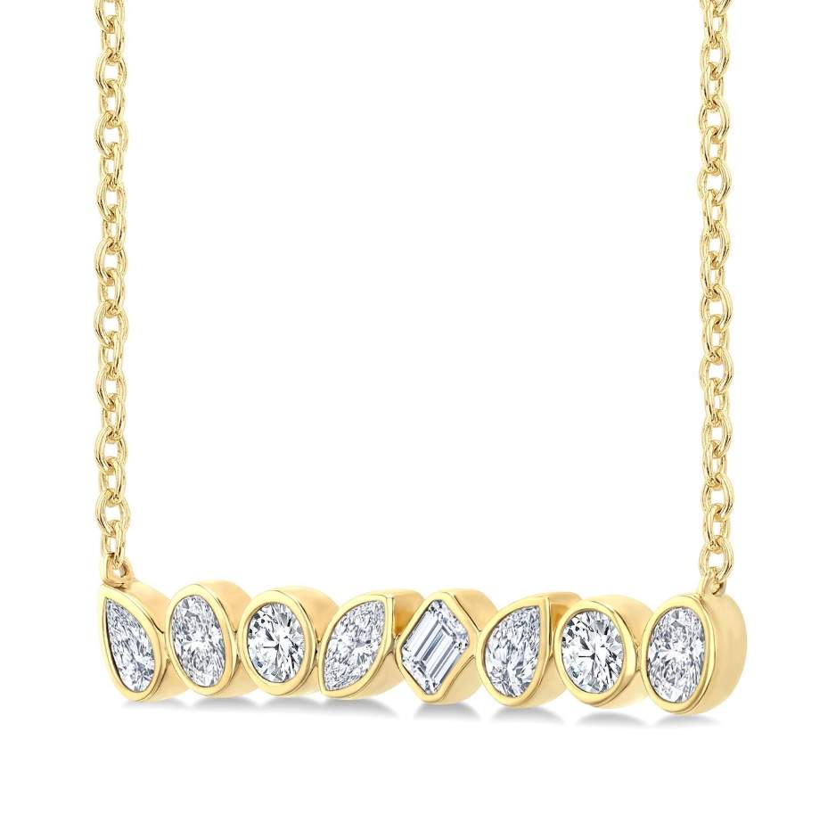 14K Mixed Shape Bezel Set Necklace