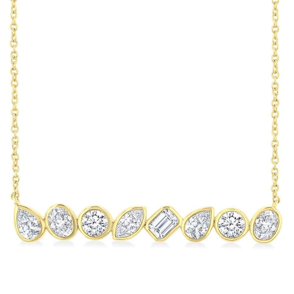14K Mixed Shape Bezel Set Necklace