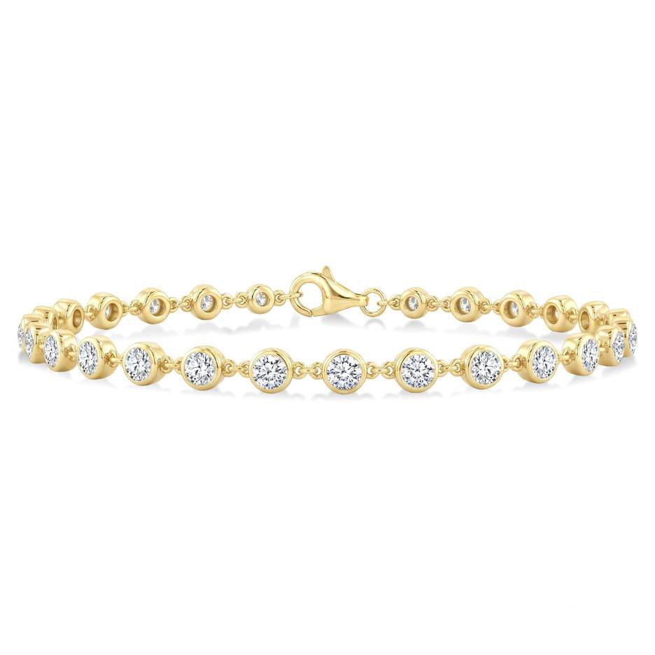 14K Bezel Set Diamond Station Bracelet
