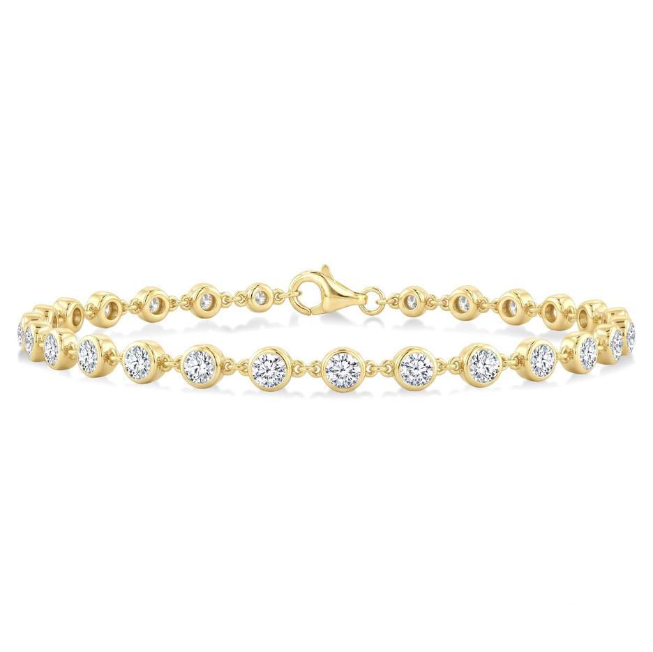 14K Bezel Set Diamond Station Bracelet