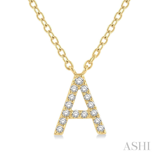 14K "A" initial pendant with chain