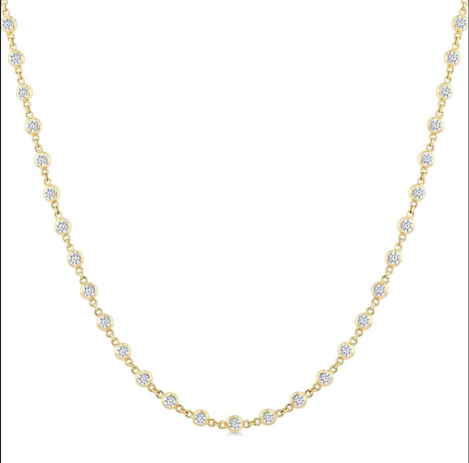14k Bezel Set Diamond Station Necklace