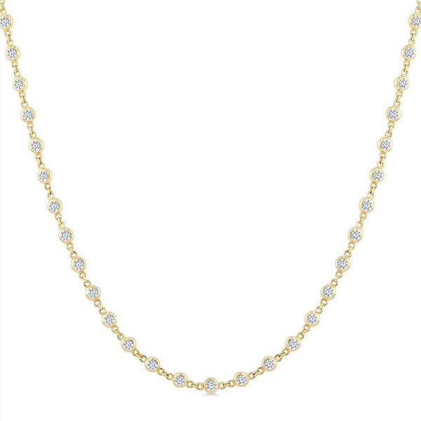 14k Bezel Set Diamond Station Necklace