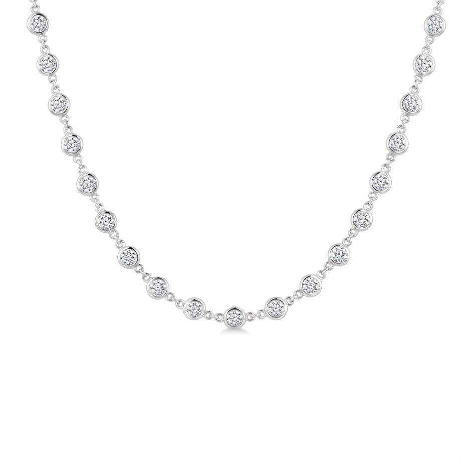 14K Bezel Set Diamond Station Necklace