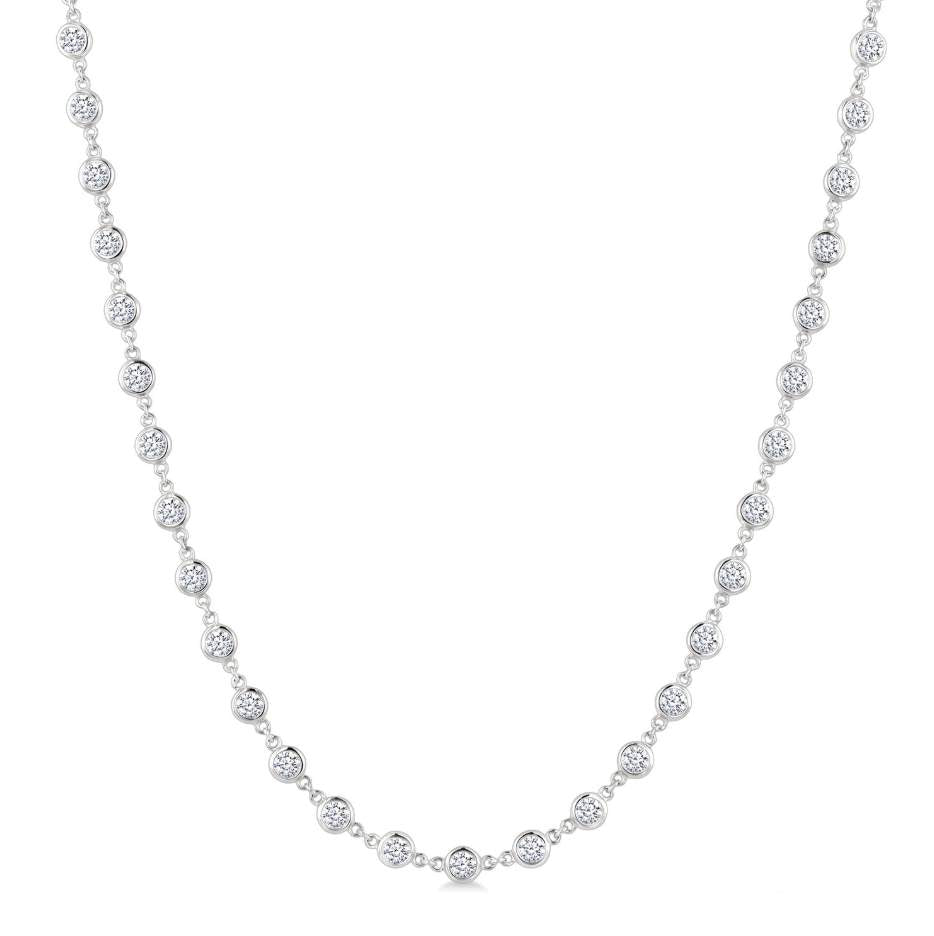 14K Bezel Set Diamond Station Necklace