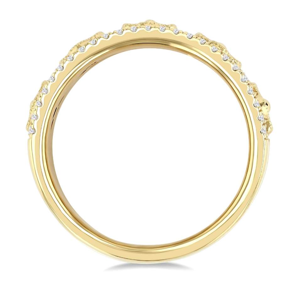 14K Clover Diamond Fashion Wide Band