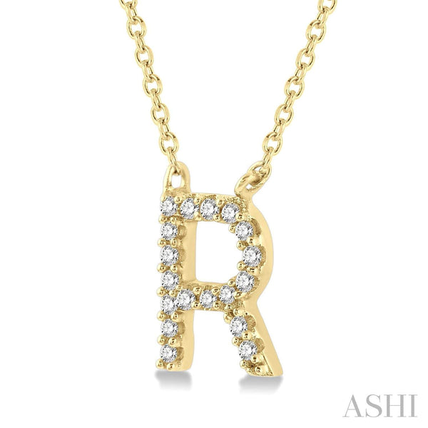 14K Yellow Gold "N" initial pendant with chain D=~.07ct