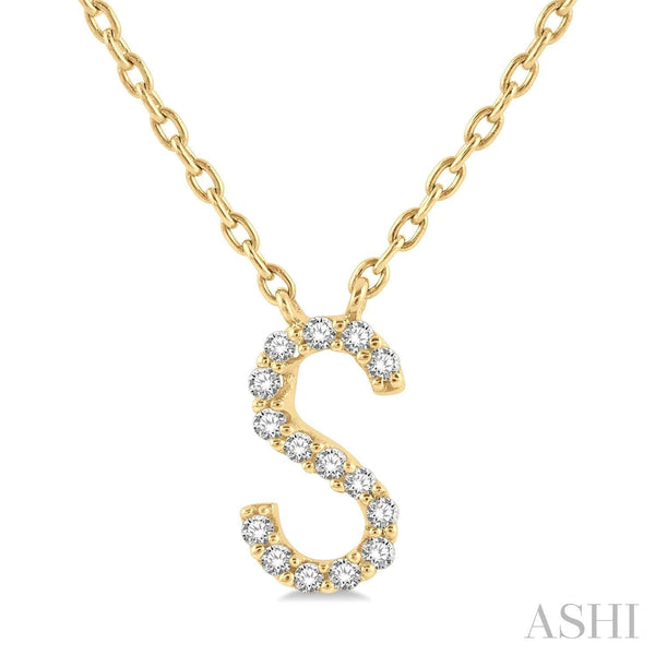 14K Yellow Gold "N" initial pendant with chain D=~.07ct