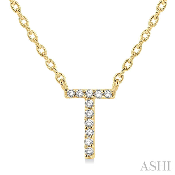 14K Yellow Gold "N" initial pendant with chain D=~.07ct