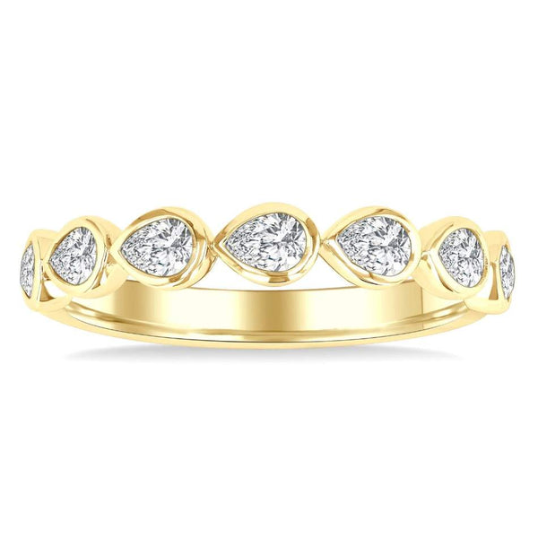 Pear Shape Bezel Set  Band