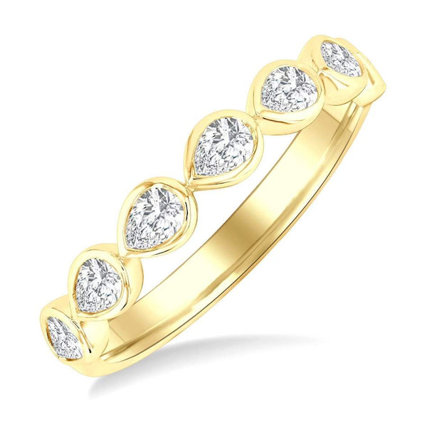 Pear Shape Bezel Set  Band