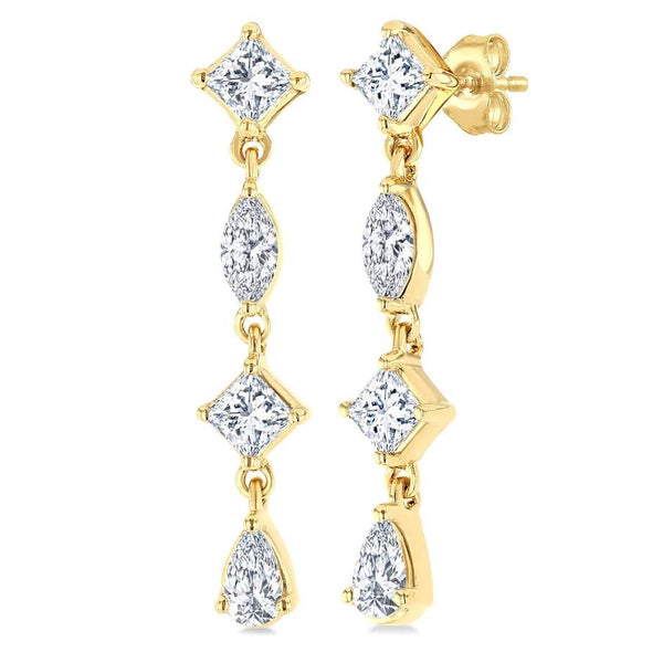 14K Mixed Shape Diamond Fashion Earrings