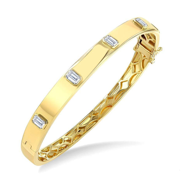 14K Stackable Bezel Set Diamond Bangle